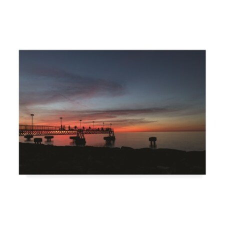 Kurt Shaffer Photographs 'Great Lake Pier Sunset Lovers' Canvas Art,16x24